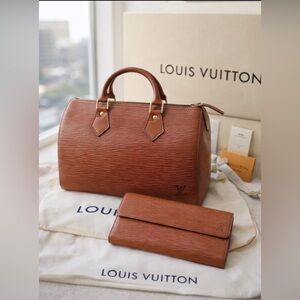 Louis Vuitton Speedy 30 BAG and Porte-Tresor International WALLET in Kenyan Fawn